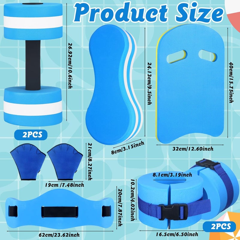 Sonwyoung 8 Pcs Water Aerobics Set Including Exercise Foam Dumbbells Aquatic Swim Belt Pull Buoy Swim Kickboard Sport Gloves Water Weights Equipment for Aquatic Fitness Weight Loss Fitness Tool - Image 2